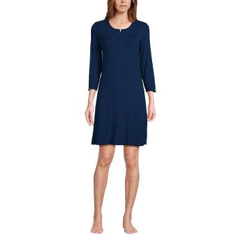 Lands' End Women's Pointelle Rib 3/4 Sleeve Knee Length Nightgown