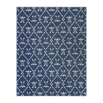 Reyn Spooner 6'5"x9'6" Kona Coast Royal Honu Flatweave Rug: Weather-Resistant, Tropical Design