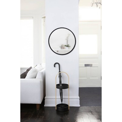 26'' Modern Black Round Wall Mirror with Rubber Frame