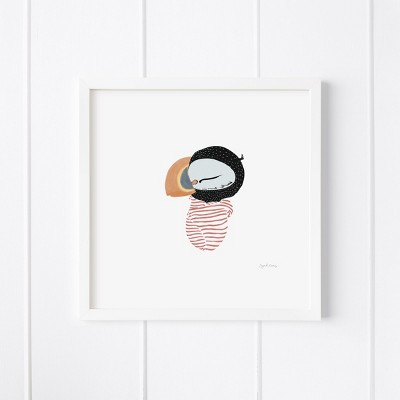 Baby Puffin Framed Museum Quality 12" x 12" Art Print by Ramus & Co