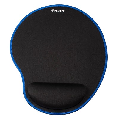 Insten Mouse Pad with Wrist Support Rest, Stitched Edge Mat, Ergonomic Support, Pain Relief Memory Foam, Arc, Black, 10.5 x 9 inches