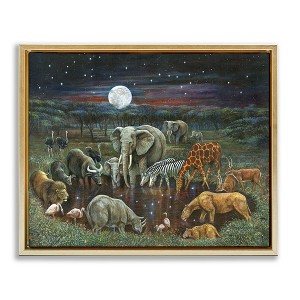 Stupell Industries Animal Pairs at Watering Hole, 31'' x 25'' - 1 of 4