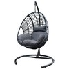 FIONECA Black PE Wicker Egg Swing Chair with Anthracite Cushion & Black Base ¨C Indoor/Outdoor - 4 of 4