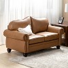 Antonia 60 Wide Chesterfield Loveseat Genuine Leather Sofa with Nailhead Trim and Rolled Armrests - 2 of 4