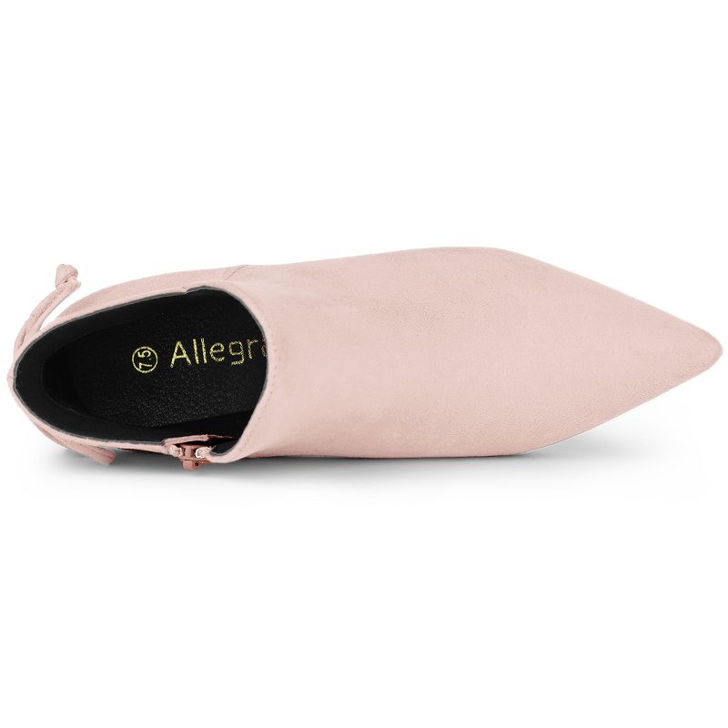 Allegra K Women's Pointed Toe Back Bow Side Zipper Kitten Heel Ankle Booties, 5 of 7
