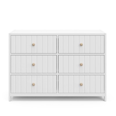 White Wood 6-Drawer Double Nursery Dresser