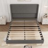 Full Size Corduroy Upholstered Bed Frame, Platform Bed with 51" Tall Vertical Stripe Wingback Headboard, No Box Spring Needed, Easy Assembly - 4 of 4