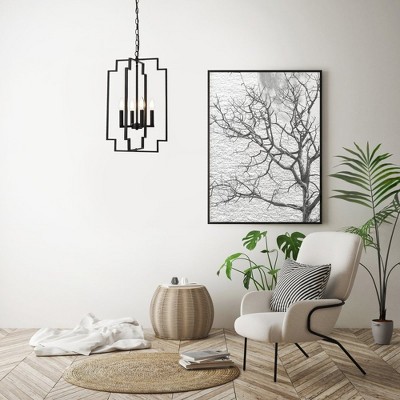 Rosenfeld Black Metal 4-Light Adjustable Pendant
