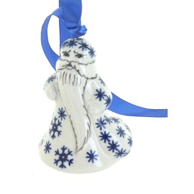 Blue Rose Polish Pottery Snow Flurry Father Christmas Ornament