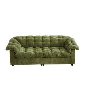 ACEPANO Modern Chenille Plush Cushioned Sofa with Deep Seating for Living Room & Bedroom-Green - 1 of 4