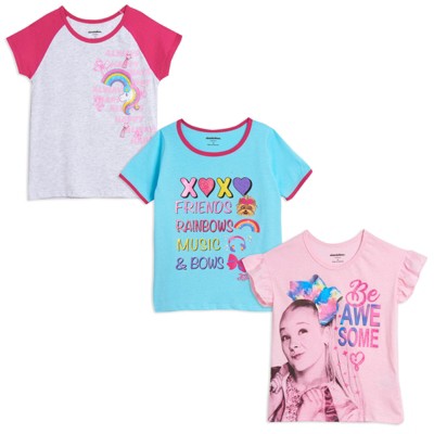 JoJo Siwa Little Girls 3 Pack Graphic T-Shirt Pink/White/Blue 