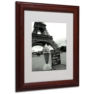 Eiffel Tower Ice Cream Cone Black and White Framed Canvas Art