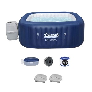 Coleman SaluSpa Atlantis AirJet Square Hot Tub with 140 Soothing Jets and 2-Pack of Bestway SaluSpa Underwater Non-Slip Spa Seat with Adjustable Leg - 1 of 4