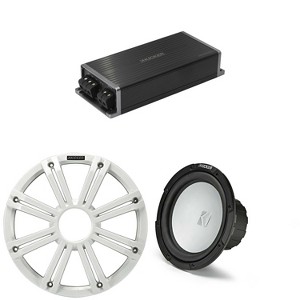 Kicker Marine KPX500.1 Powersports Amp & 10" 4 Ohm ( White Grill )Subwoofer Audio Upgrade - 1 of 4