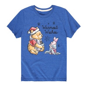 Boys' - Winnie the Pooh - Pooh & Piglet Warmest Wishes Christmas Short Sleeve Graphic T-Shirt - 1 of 4