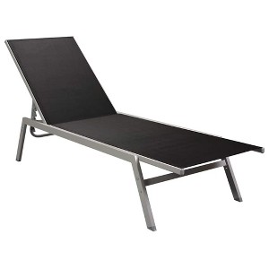 vidaXL Sun Lounger Steel and Textilene Black - 1 of 4
