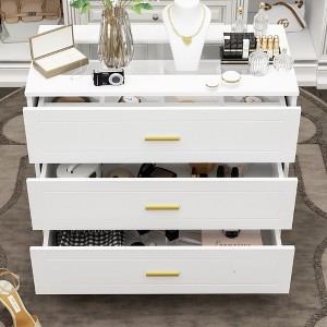 FUFU&GAGA White 3 Drawer Dresser Chest Top Watch Storage Sidetable - 1 of 4
