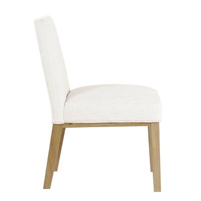 White Faux Leather Upholstered Parsons Dining Chair with Wood Legs