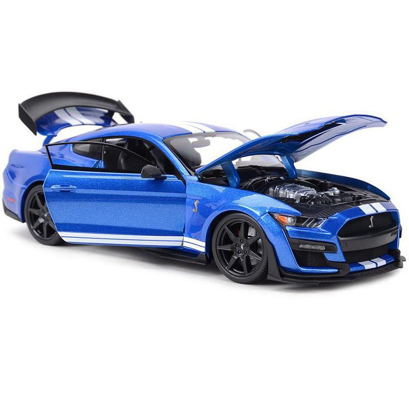 2020 Ford Mustang Shelby GT500 Blue Metallic with White Stripes "Special Edition" 1/18 Diecast Model Car by Maisto, 3 of 4
