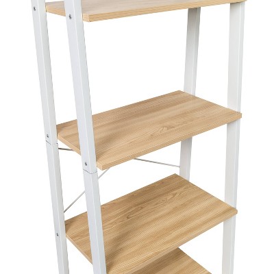 Adjustable White Wood and Metal A-Frame Ladder Shelf