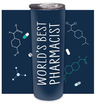 Elanze Designs World's Best Pharmacist Midnight Molecules 20 ounce Stainless Steel Travel Tumbler