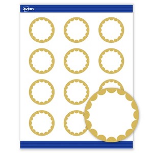 Avery® Cards, 2" Diameter, Gold Dots Edge, Matte White, 120ct - 1 of 4
