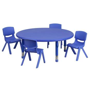 Flash Furniture 45" Round Plastic Height Adjustable Activity Table Set with 4 Chairs