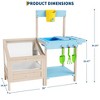 Kids Outdoor Mud Kitchen with Sink & Faucet, Wood Play Kitchen Set with Gardening Tools, Trowel, Rake & Pots for Boys Girls Ages 3-8 - 2 of 4