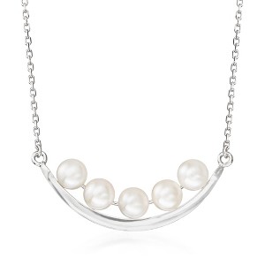 Ross-Simons 5.5-6mm Cultured Pearl Curved Bar Necklace in Sterling Silver - 1 of 4