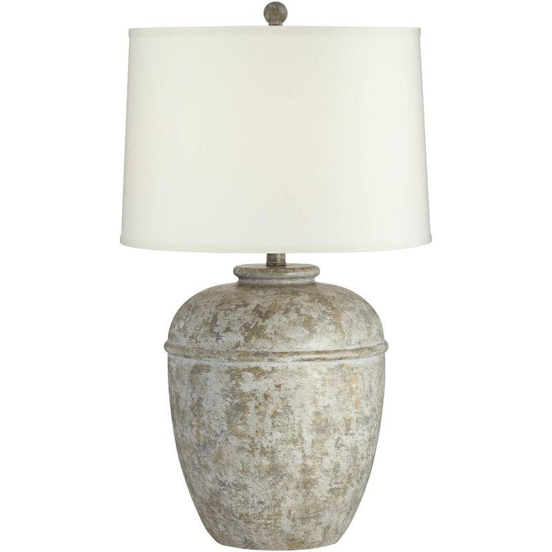 John Timberland Otero Rustic Table Lamp Southwest 27" Tall Faux Mottled Stone Cream Linen Drum Shade for Bedroom Living Room Bedside Nightstand Kids, 1 of 10