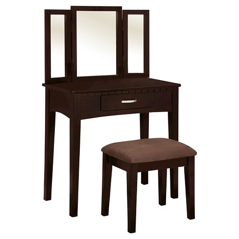 Sara vanity set online with stool and mirror