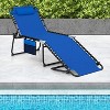 Gymax Outdoor Beach Lounge Chair Folding Patio Lounge Chaise w/ Pillow 4-Level Backrest & Adjustable Peda Backyard Gardens & Rooms Black/Navy/Gray - 4 of 4