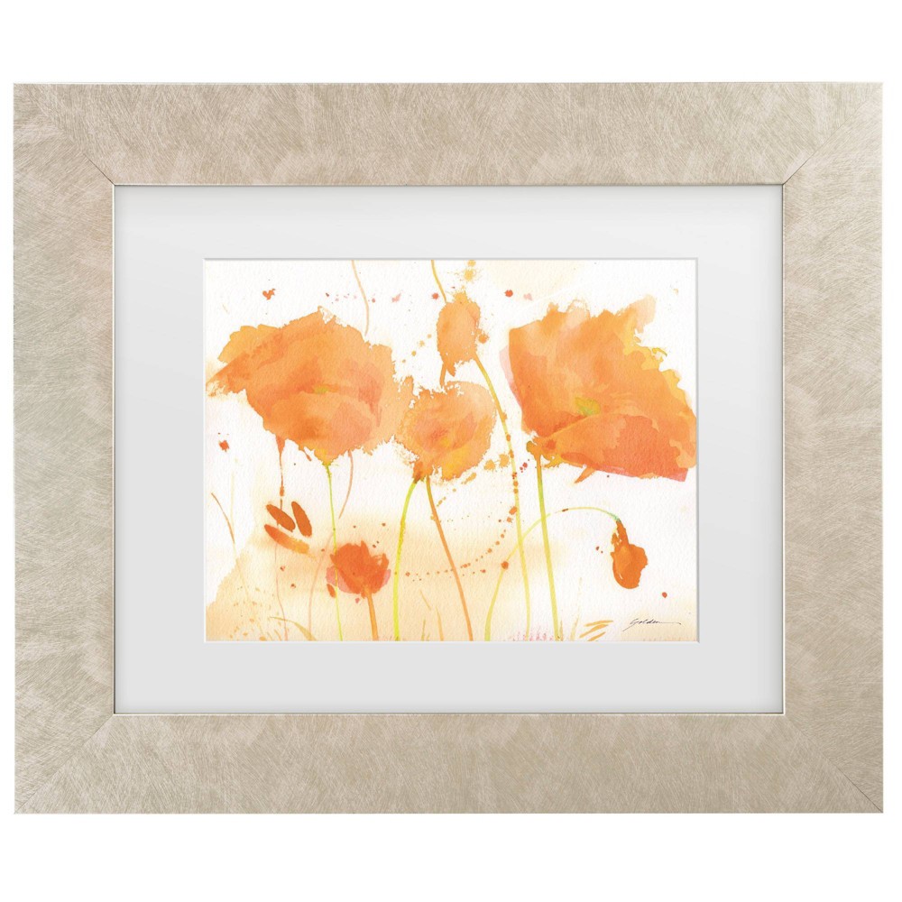 Trademark Fine Art 16"x20" Sheila Golden California Poppies 7 Matted Framed Art Cream