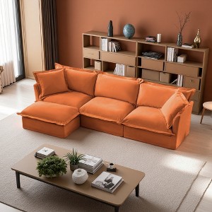 120" Chenille Slipcovered L-Shaped Modular Sectional Sofa with French Edges & Removable Covers - 1 of 4