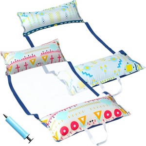 Jasonwell 2 Pack XL Inflatable Pool Floats for Adults – 4in1 Hammock Floats (Chair, Raft, Saddle, Drifter) with Pump, Large Size, W-Babyblue/Roguepur - 1 of 4