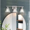 TOBILI 3-Light Vanity Light with Brushed Nickel Finish and Clear Glass Shade and Bath Set (5-Piece) - 4 of 4