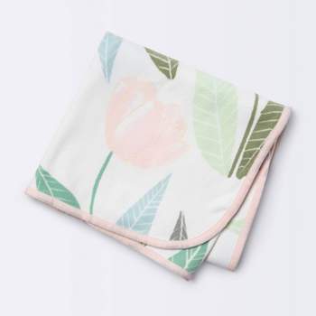Brushed Jersey Stroller Blanket Blooms - Cloud Island™ Pink/Green