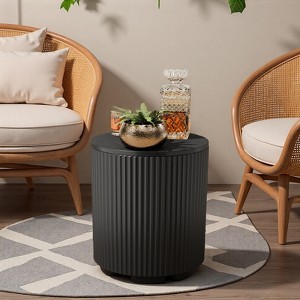 NAYSAYE Outdoor Side Table All-Weather Patio End Table with Drainage Plug and Umbrella Hole Cap, Small Accent Table for Garden, Deck, Balcony - 1 of 4