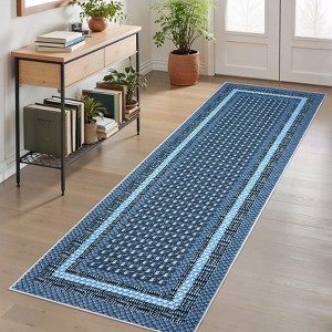 Coucheta Washable Geometric Area Rug, Modern Bordered Print Low Pile Carpet, Non-Slip, Soft Rugs for Living Room, Bedroom, Dining Room & Kitchen - 1 of 4