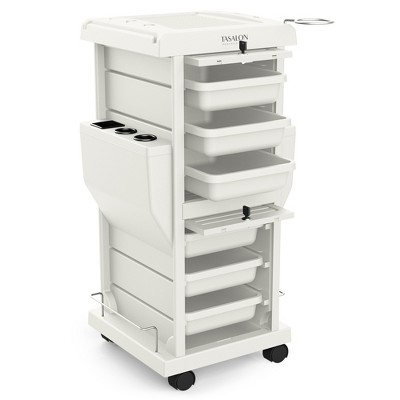 TASALON Lockable Salon Trolley Rolling Storage Cart - White