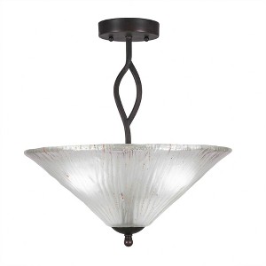 Toltec Lighting Revo 3 - Light Flush Mount in  Dark Granite with 16" Frosted Crystal Shade - 1 of 1