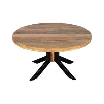 Root Natural Mango Wood Round Coffee Table Brown - Timbergirl