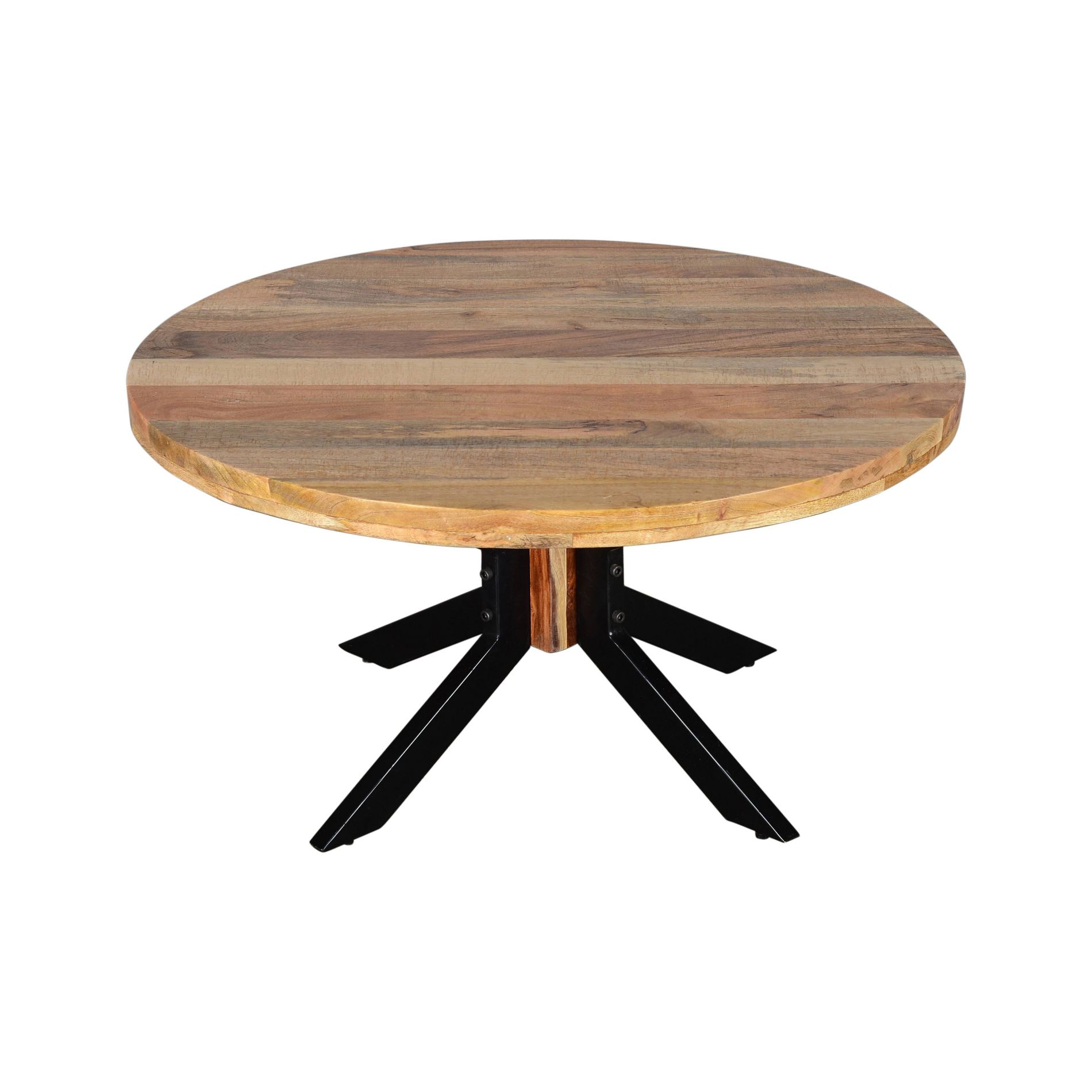 Root Natural Mango Wood Round Coffee Table Brown - Timbergirl: Criss Cross Base, Dry Dust Care, 18" Height