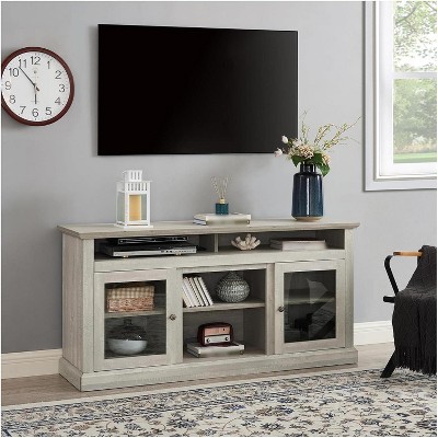 Acekool Modern Farmhouse TV Stand with Storage Cabinet & Adjustable Shelves, Stone Gray, Fits Up to 65" TVs