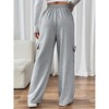 Women's Cargo Sweatpants Fleece High Waisted Wide Leg Pants Athletic Casual Baggy Sweat Pants with Pockets grey,XL - 3 of 4