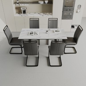 NicBex 47"-63" Dining Table Set for 6 Expandable Dining Table Metal Legs with 6 Chairs - 1 of 4