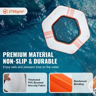 Large Orange Inflatable Floating Dock with Trampoline Pool