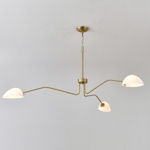 BAOURE Mid Century Modern Chandelier 3 Light, 65.5" Gold Chandelier Pendant Light Fixture with Glass Shade for Dining Room Living Room - 1 of 4
