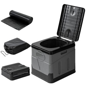 LakeForest "Portable Folding Toilet for Car Camping, Hiking, Boating, Outdoor Travel with Carry Bag & Lid"Black - 1 of 4