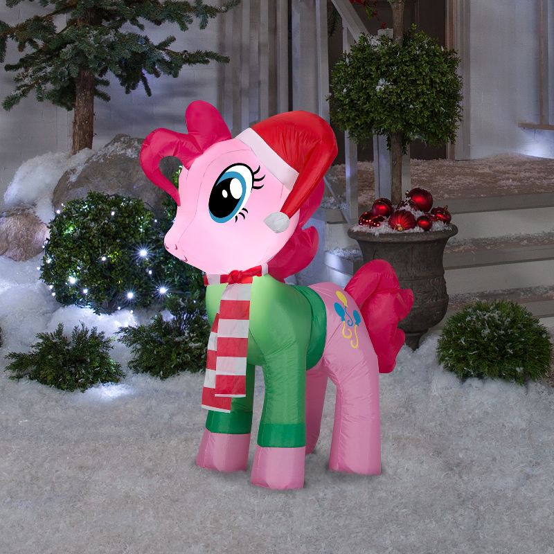 Gemmy Christmas Airblown Inflatable Pinkie Pie with Santa Hat and Green Sweater, 2 of 5